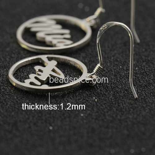 S925 silver name earrings Korean round earrings simple letters earrings DIY creative jewelry wholesale