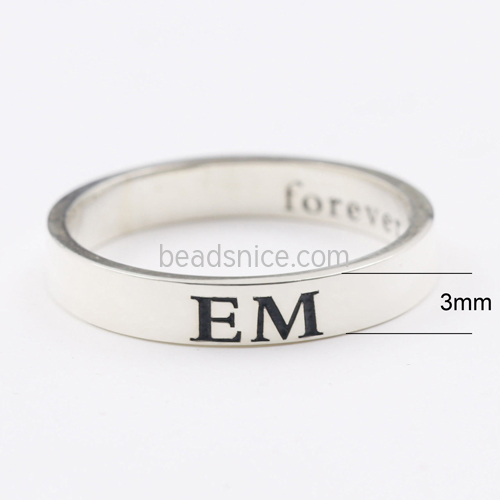 925 silver ring men and women tail ring DIY handmade custom lettering ring couple ring
