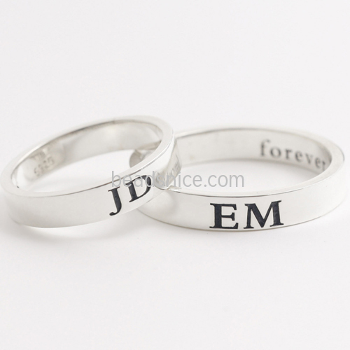925 silver ring men and women tail ring DIY handmade custom lettering ring couple ring