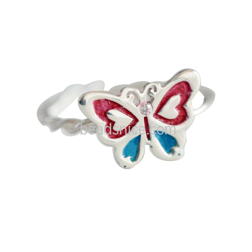 没重量 New custom personality cute butterfly winding ring 925 silver animal ring custom DIY creative jewelry
