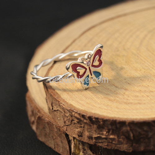 没重量 New custom personality cute butterfly winding ring 925 silver animal ring custom DIY creative jewelry
