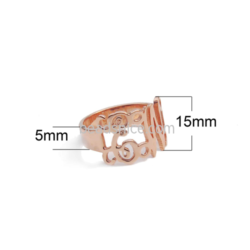Rose gold ring hollow ring s925 silver custom name ring Christmas gift simple personality handmade ring