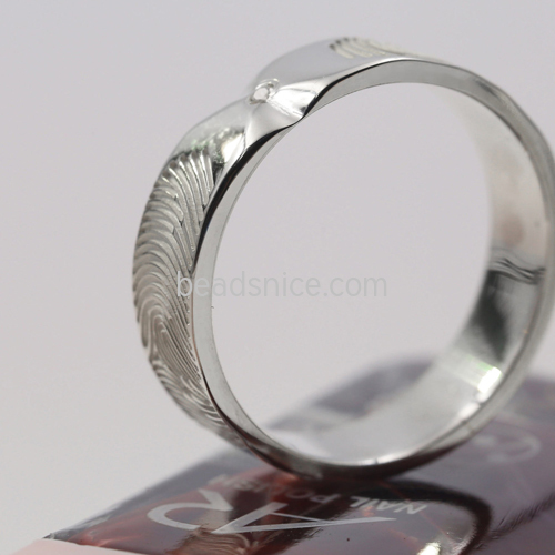 DIY Customized Fingerprint Ring 925 Silver Ring Couple Diamond Ring Laser Engraving Personality Gift Single