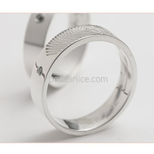 DIY Customized Fingerprint Ring 925 Silver Ring Couple Diamond Ring Laser Engraving Personality Gift Single