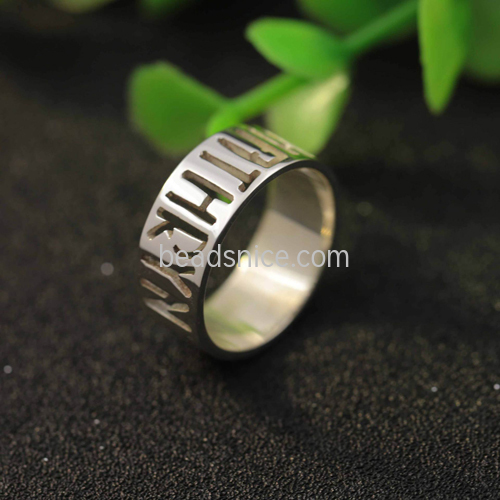 没重量 DIY personality couple ring 925 silver ring lettering creative gift wholesale
