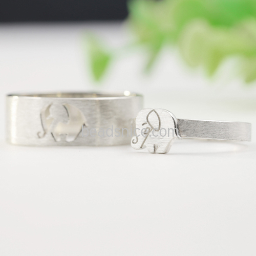 925 Silver Elephant Pair Ring Korean Combination Ring Simple DIY Customized Valentine's Day Gift Foreign Trade Ring