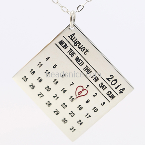 925 silver custom calendar pendant birthday gift company LOGO lettering necklace DIY handmade Christmas gift wholesale