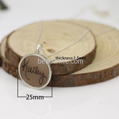 S925 Silver Round Pendant Custom Name Letter Necklace Photo Pendant DIY Creative Gift Couple Wholesale