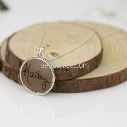 S925 Silver Round Pendant Custom Name Letter Necklace Photo Pendant DIY Creative Gift Couple Wholesale