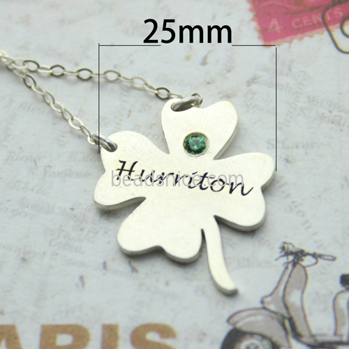 925 sterling silver four-leaf clover necklace DIY personalized custom necklace lettering clavicle chain jewelry diamond creative
