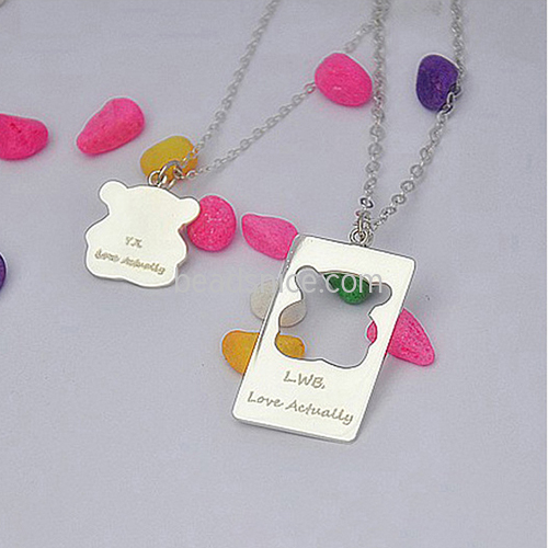 Korean version of the bear clavicle chain couple models creative birthday gift custom 925 silver necklace lettering pendant