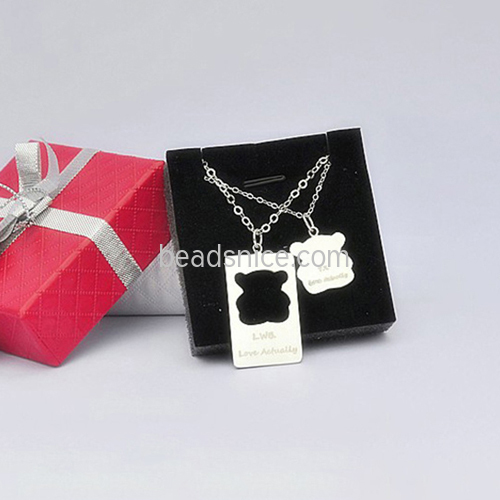 Korean version of the bear clavicle chain couple models creative birthday gift custom 925 silver necklace lettering pendant