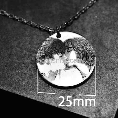925 silver pendant handmade sterling silver piece photo shadow carving sweater chain couple necklace DIY custom jewelry wholesal