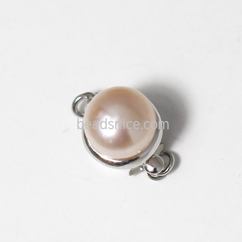 Sterling Silver Pearl Button Pearl Silver Glossy Jewelry Making Wholesale
