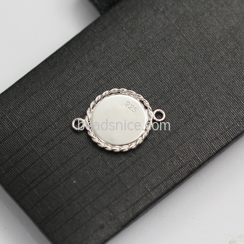 925 Sterling Silver Connector Cabochon Settings