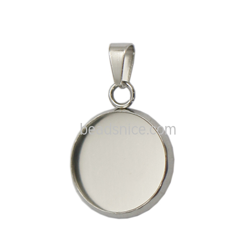 Stainless Steel Cap Pendant with Drop Hoop Cabochon Base Setting Charms