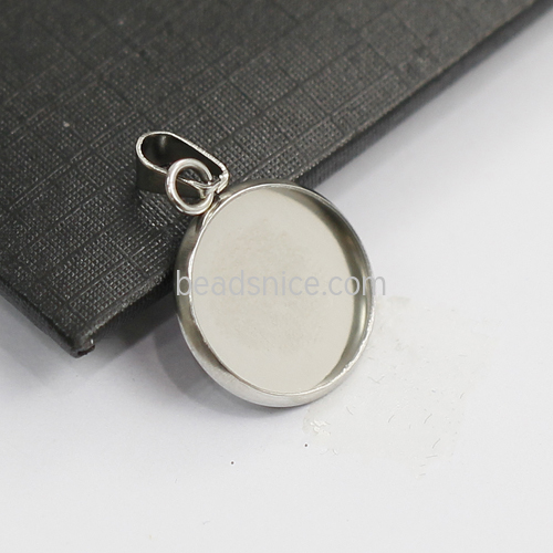 Stainless Steel Cap Pendant with Drop Hoop Cabochon Base Setting Charms