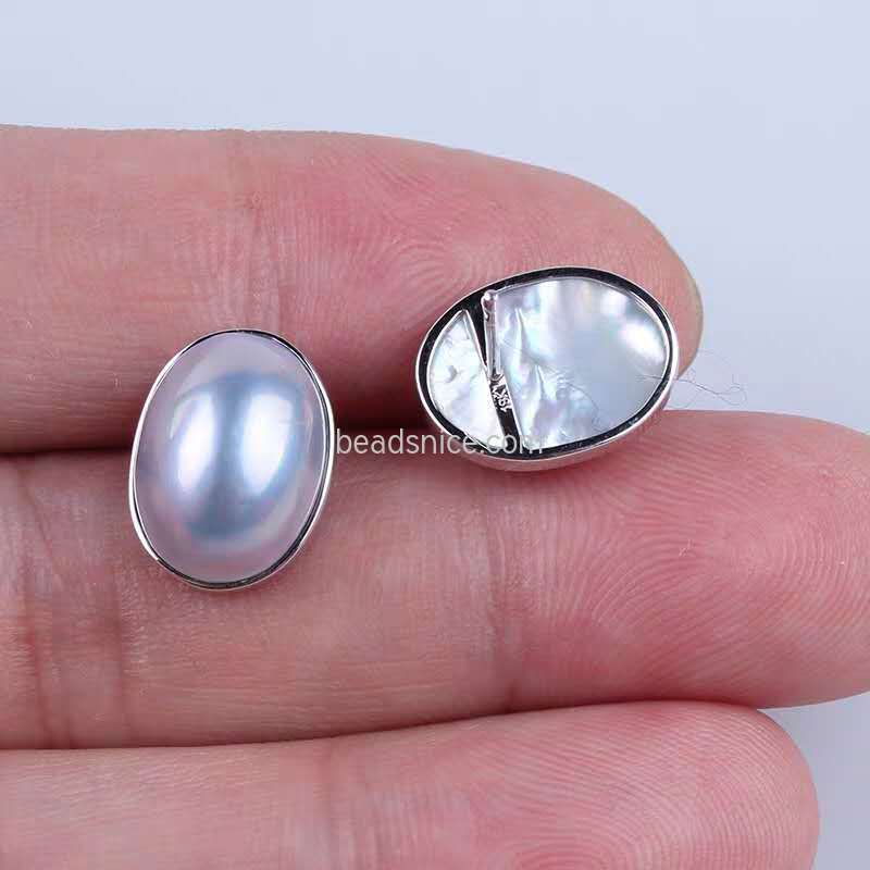 Mabe pearl sterling silver stud earring