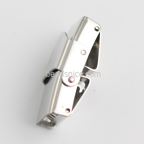 Stainless Steel Leather Bracelet Insurance Clasp