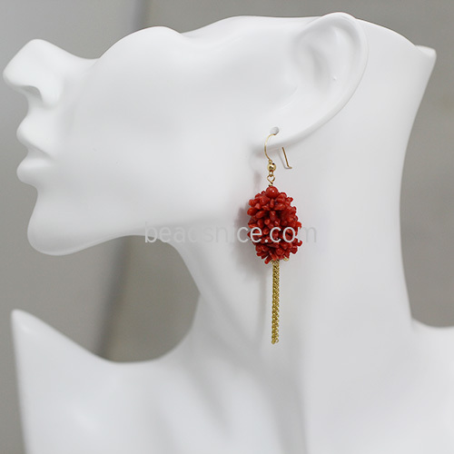 Gold-Filled Earring  Coral Pendant Drop