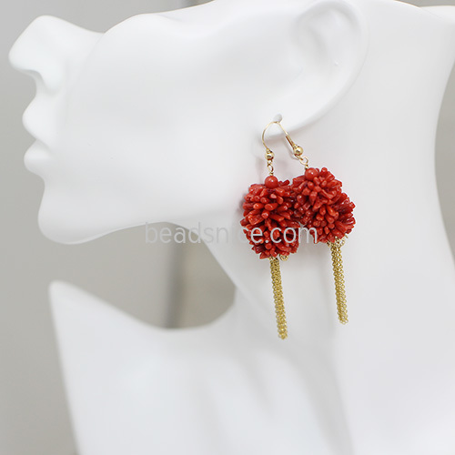 Gold-Filled Earring  Coral Pendant Drop