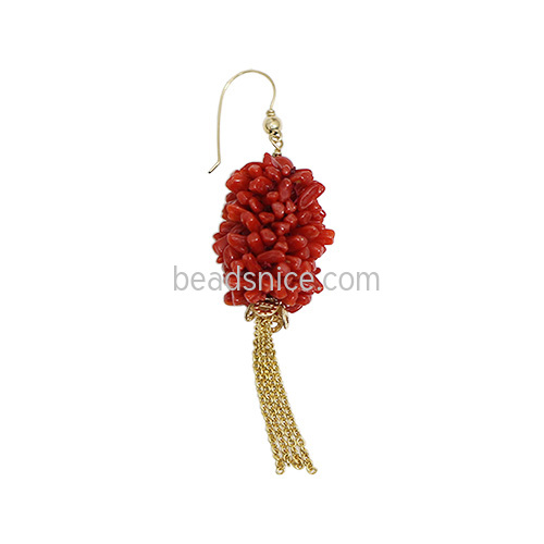 Gold-Filled Earring  Coral Pendant Drop