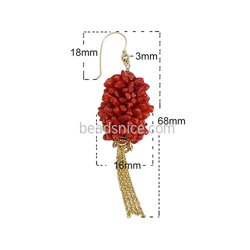 Gold-Filled Earring  Coral Pendant Drop