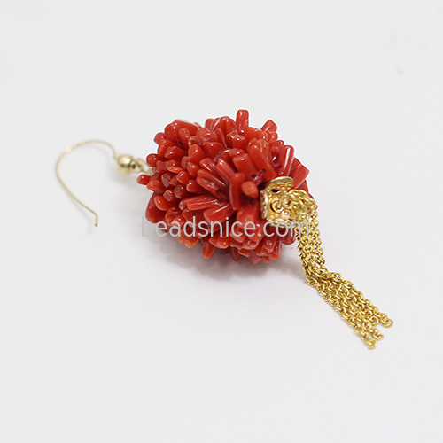 Gold-Filled Earring  Coral Pendant Drop