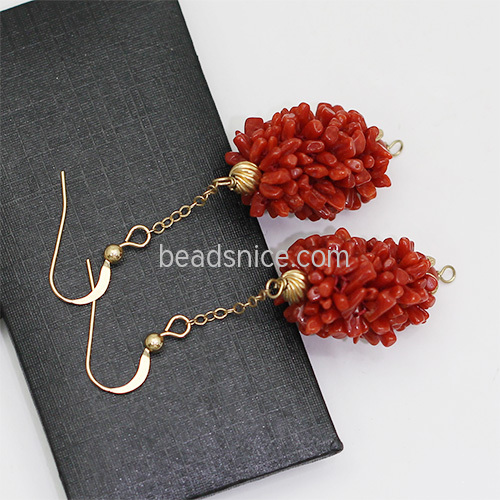 Gold-Filled Earring  Coral Pendant Drop