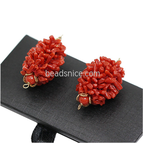 Gold-Filled Earring  Coral Pendant Drop