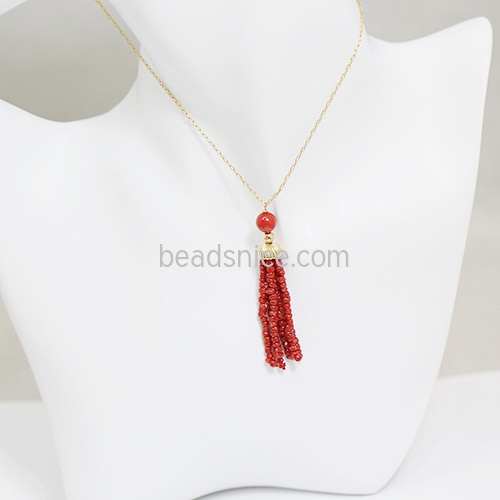 Gold-Filled Necklace Coral Pendant Drop