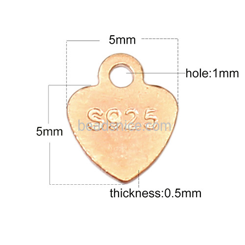 925 terling Silver Heart Pendant Charms