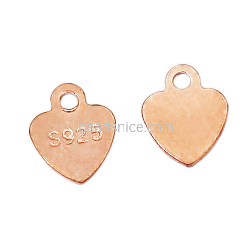 925 terling Silver Heart Pendant Charms