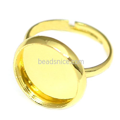 Brass finger ring settings,size:4 ,lead-safe,nickel-free