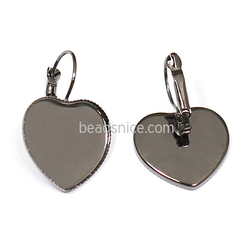 Earring cabochon base jewelry findings brass heart-shaped 20.5x19mm depth1.5mm