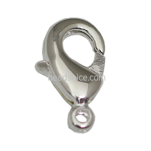 Brass Lobster Claw Clasp, Lead-safe,Nickel-free, 9.5x5mm,hole:about 0.8mm,