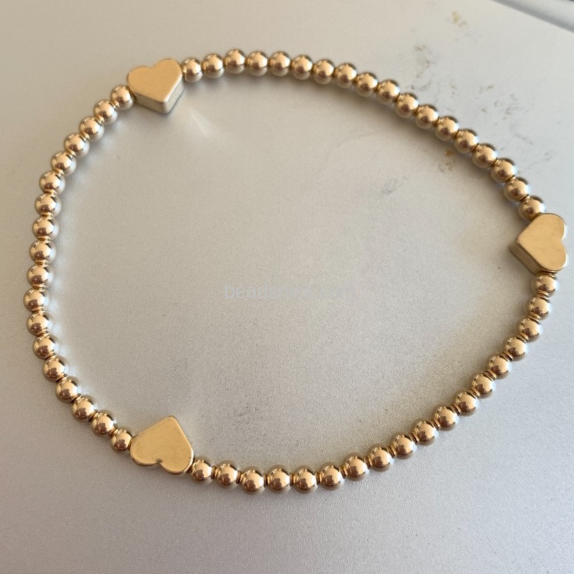 Gold filled jewelry bracelet with heart