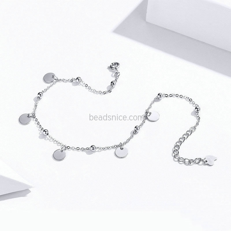 925 Sterling silver foot chain  small ball and wafer fashion simple sterling silver Anklet