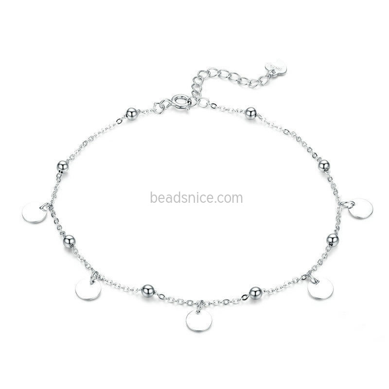 925 Sterling silver foot chain  small ball and wafer fashion simple sterling silver Anklet