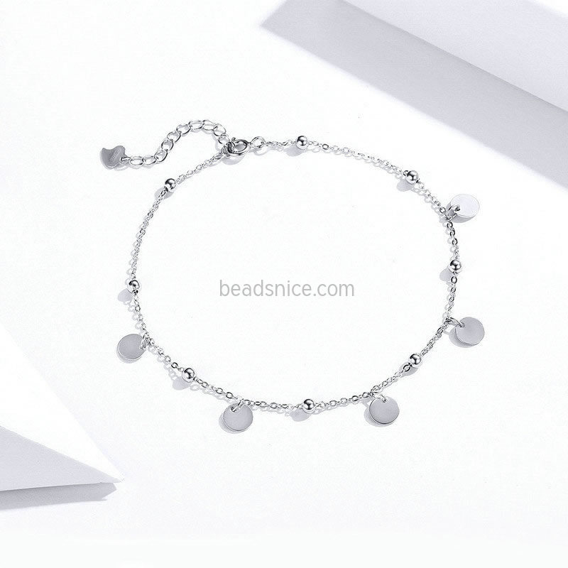 925 Sterling silver foot chain  small ball and wafer fashion simple sterling silver Anklet