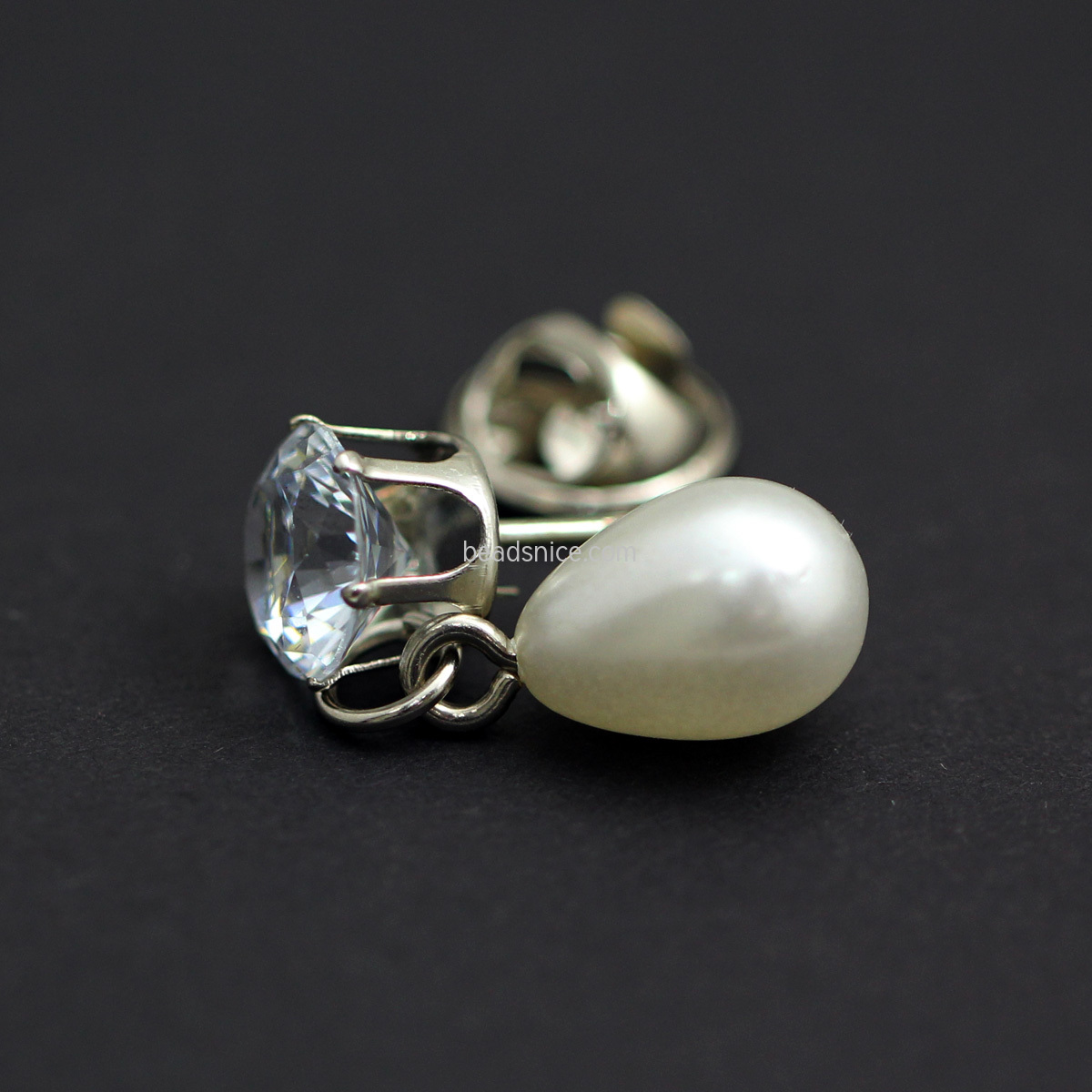 925 sterling silver pearl badge waterdrop pearl new design customize DIY