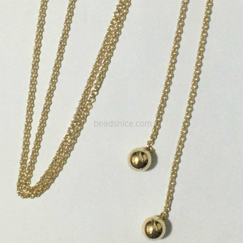 Gold filled necklace set elastic string double chain