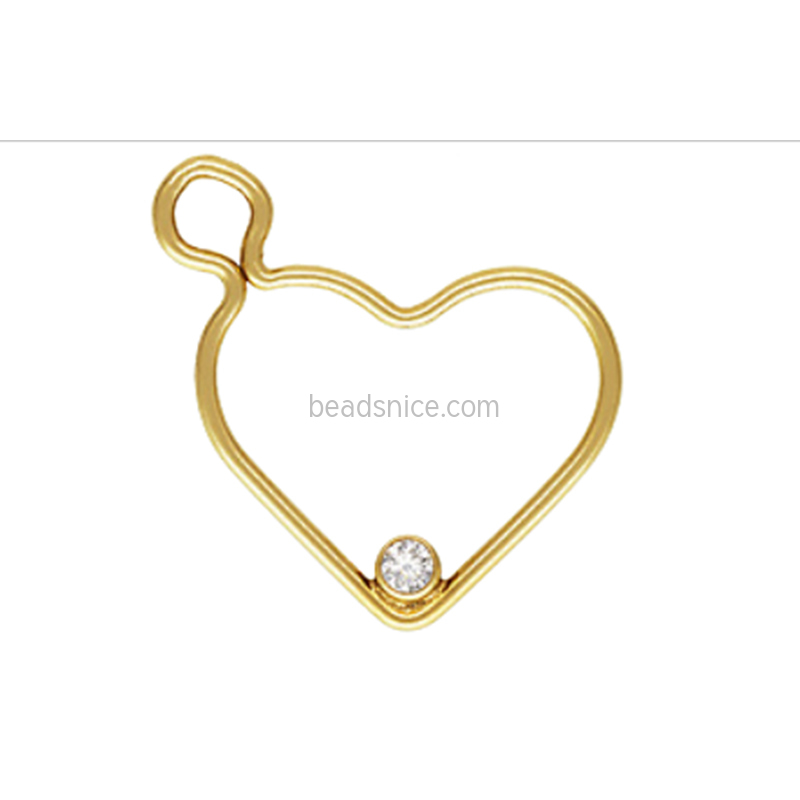 15.5mm Left/Right Heart Charm with 2mm White 3A CZ