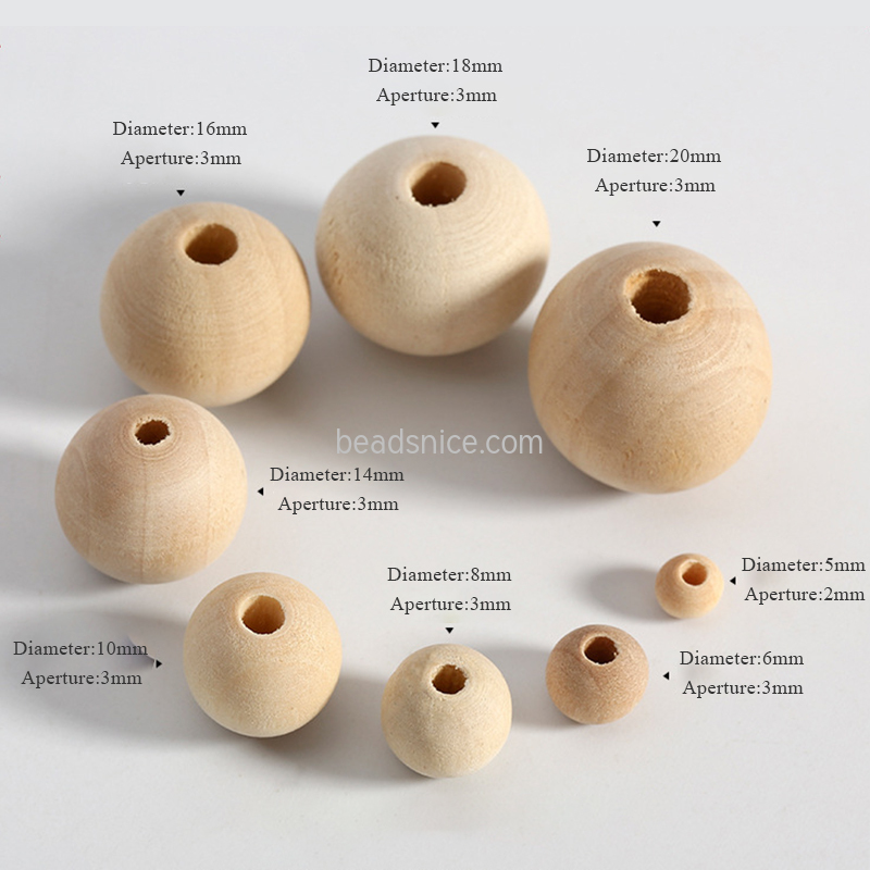 Log Color Round Wood Beads