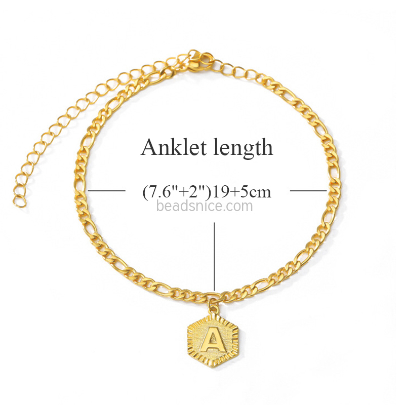 Summer Fashion Men and Women  26 Uppercase English Letter Alloy Anklet