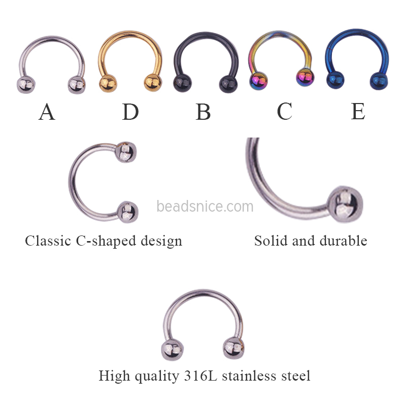 316L Stainless Steel C- Shaped Nose Ring