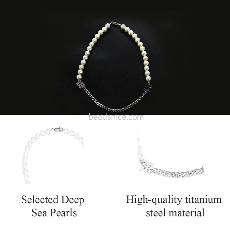 Pearl Alphabet Titanium Steel Necklace/Bracelet