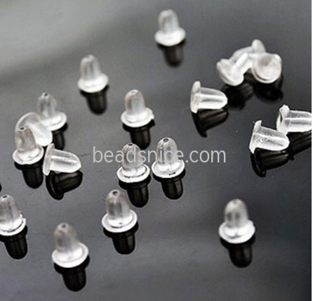 Jewelry earring findings, plastic, translucent, 4x4mm,