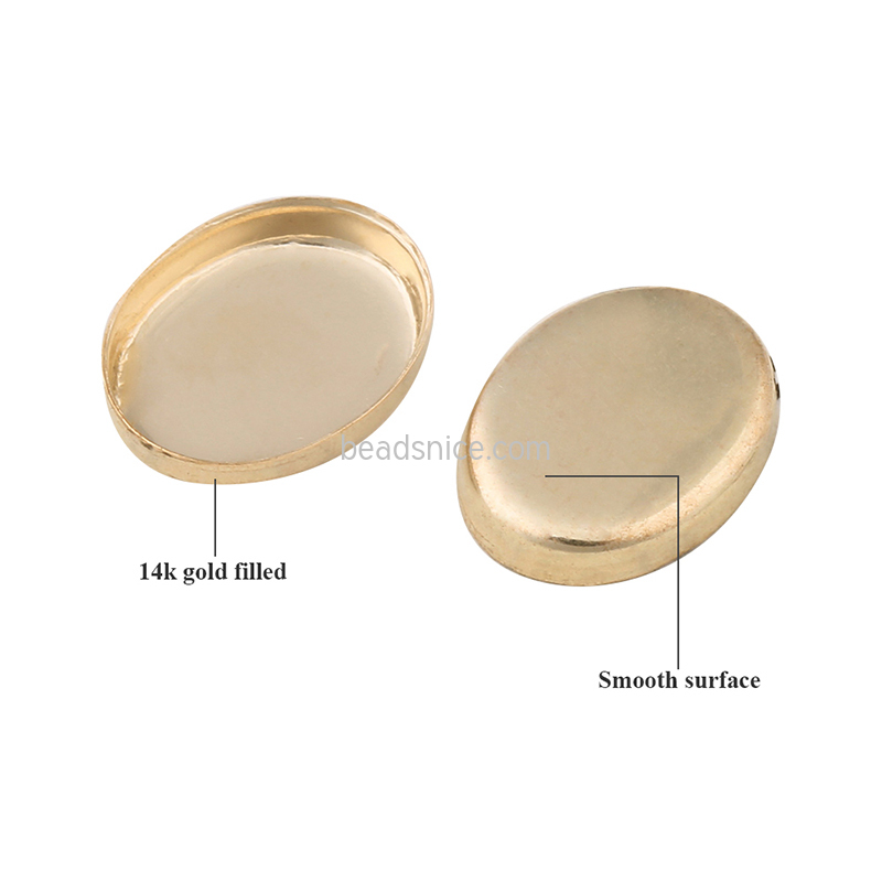 14k gold filled DIY Ornament Oval Pendant Tray