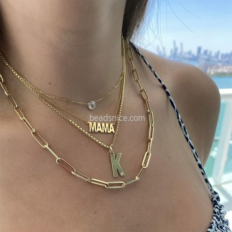 14k gold filled paper clip  necklace chain